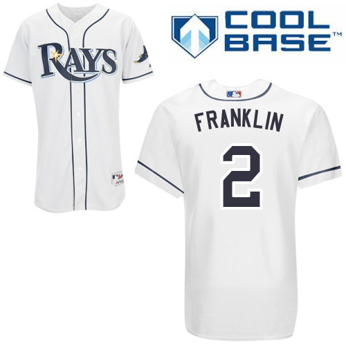 Nick Franklin #2 MLB Jersey-Tampa Bay Rays Men's Authentic Home White Cool Base Baseball Jersey